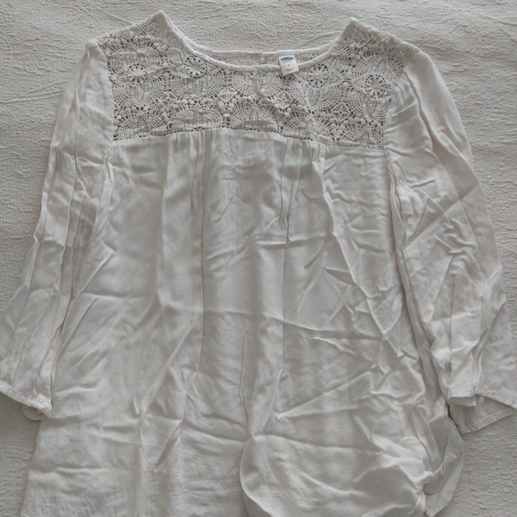 Old Navy Rayon Lace-Yoke Blouse/Tunic - Picture 1 of 5